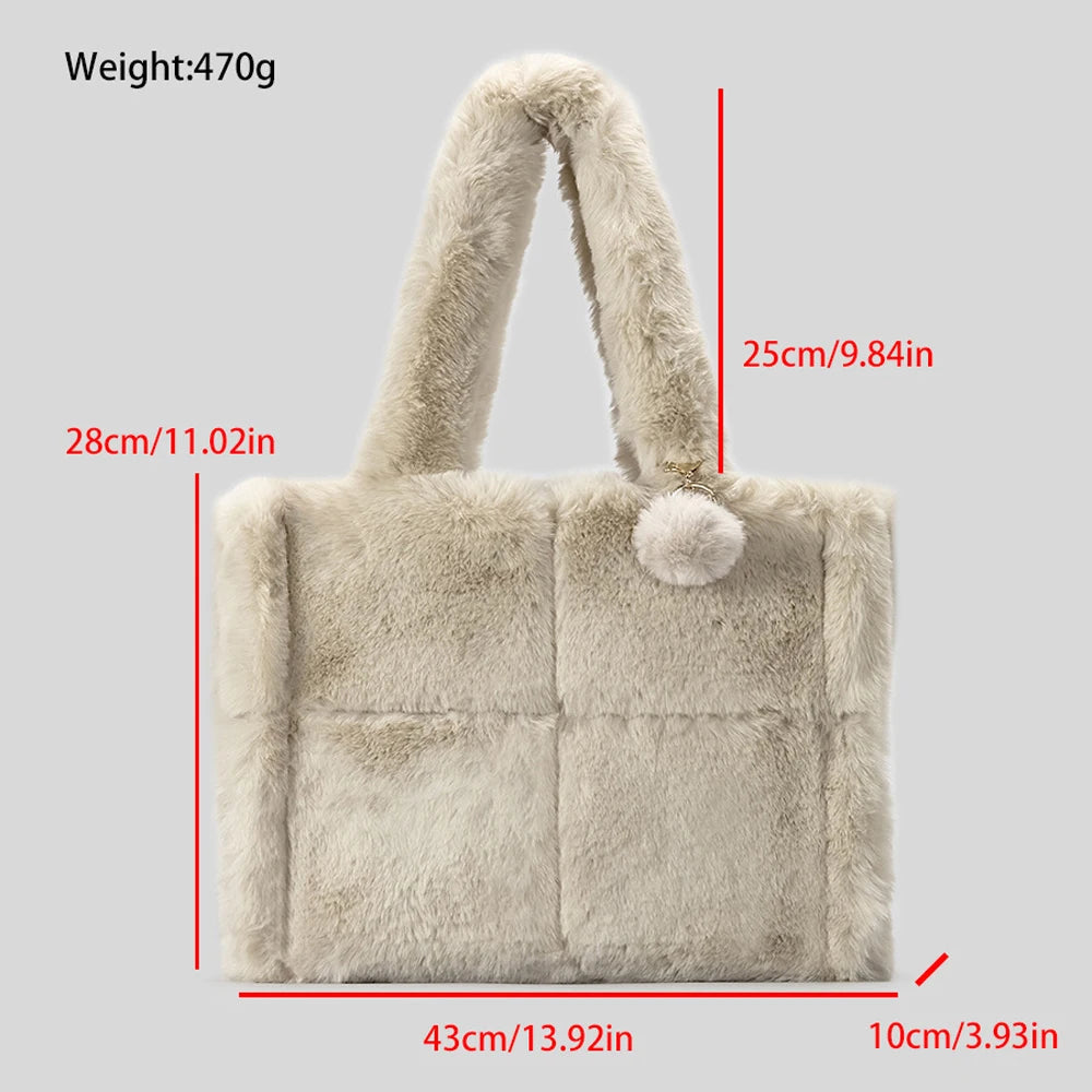 2025 New Customize Faux Fur Shoulder Bag Lady Soft Winter Furry Plush Fleece Handbag Wholesale
