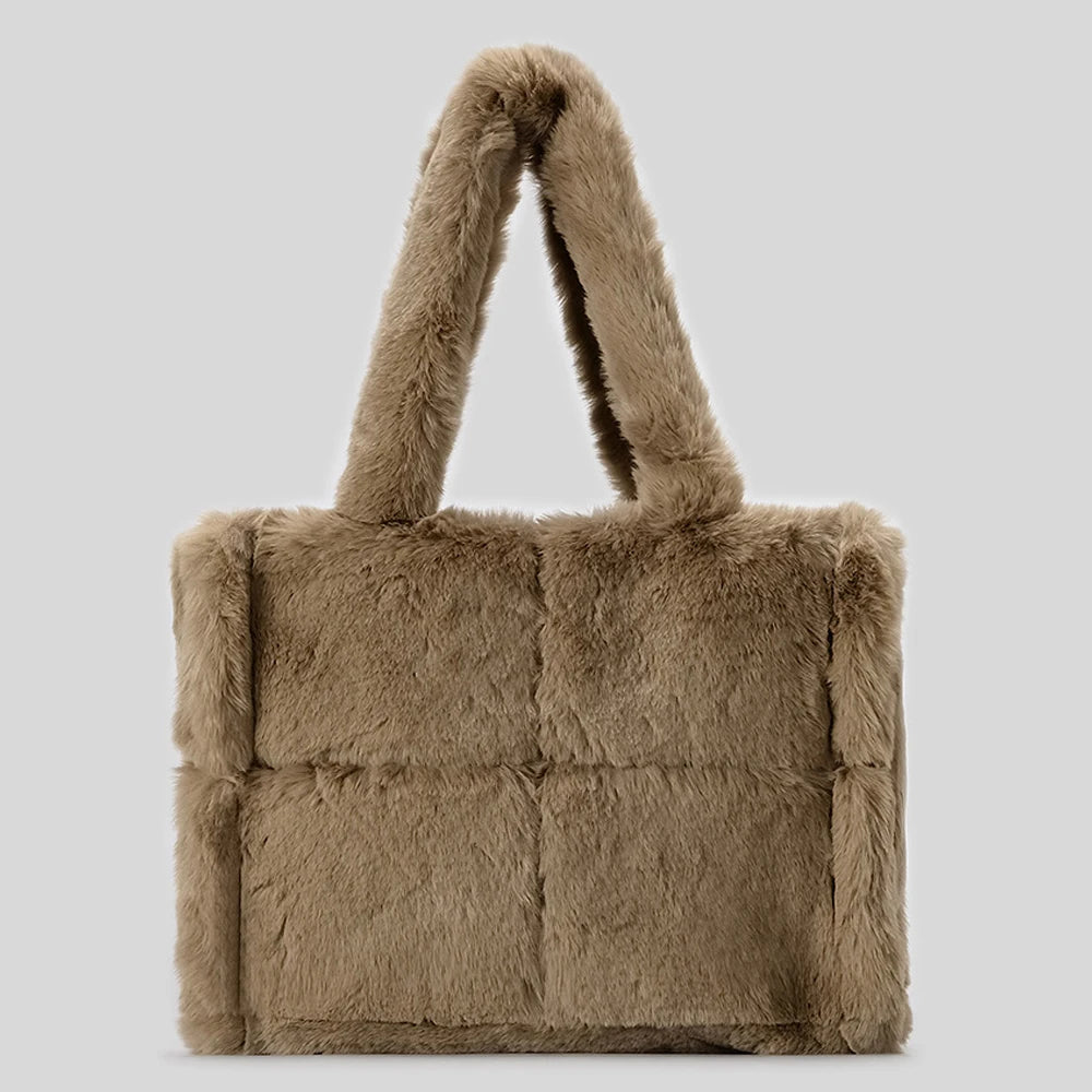 2025 New Customize Faux Fur Shoulder Bag Lady Soft Winter Furry Plush Fleece Handbag Wholesale