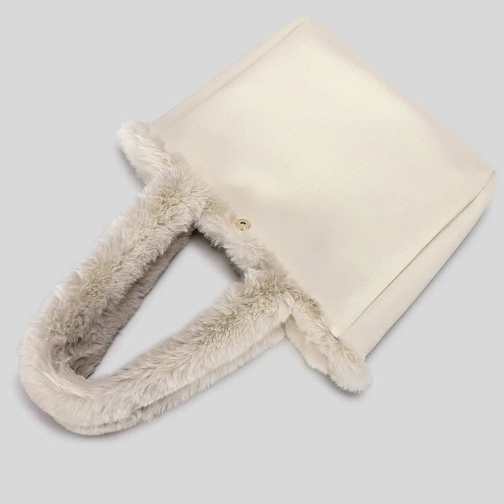 2025 New Customize Faux Fur Shoulder Bag Lady Soft Winter Furry Plush Fleece Handbag Wholesale