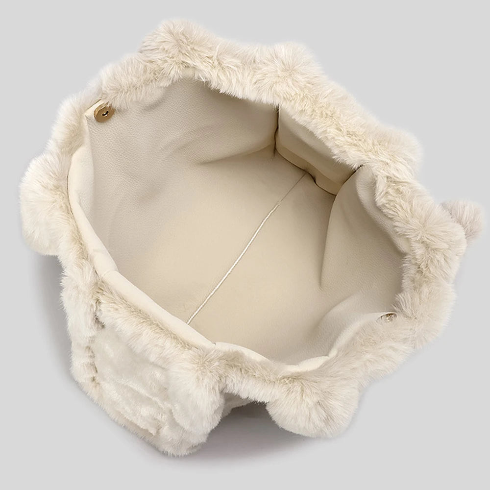 2025 New Customize Faux Fur Shoulder Bag Lady Soft Winter Furry Plush Fleece Handbag Wholesale