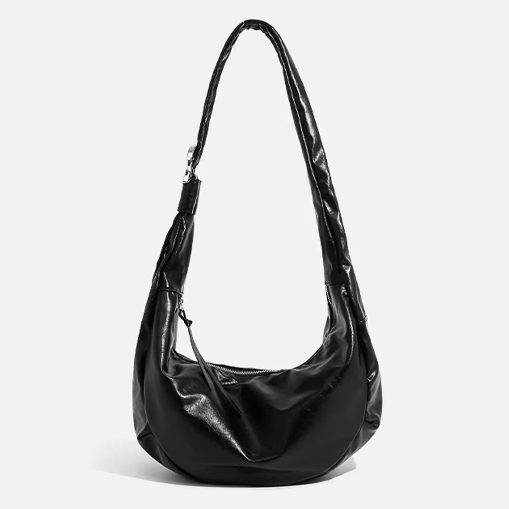2025 New Fashion Black Retro Dumpling Bag Women's Large Capacity Crossbody Bag