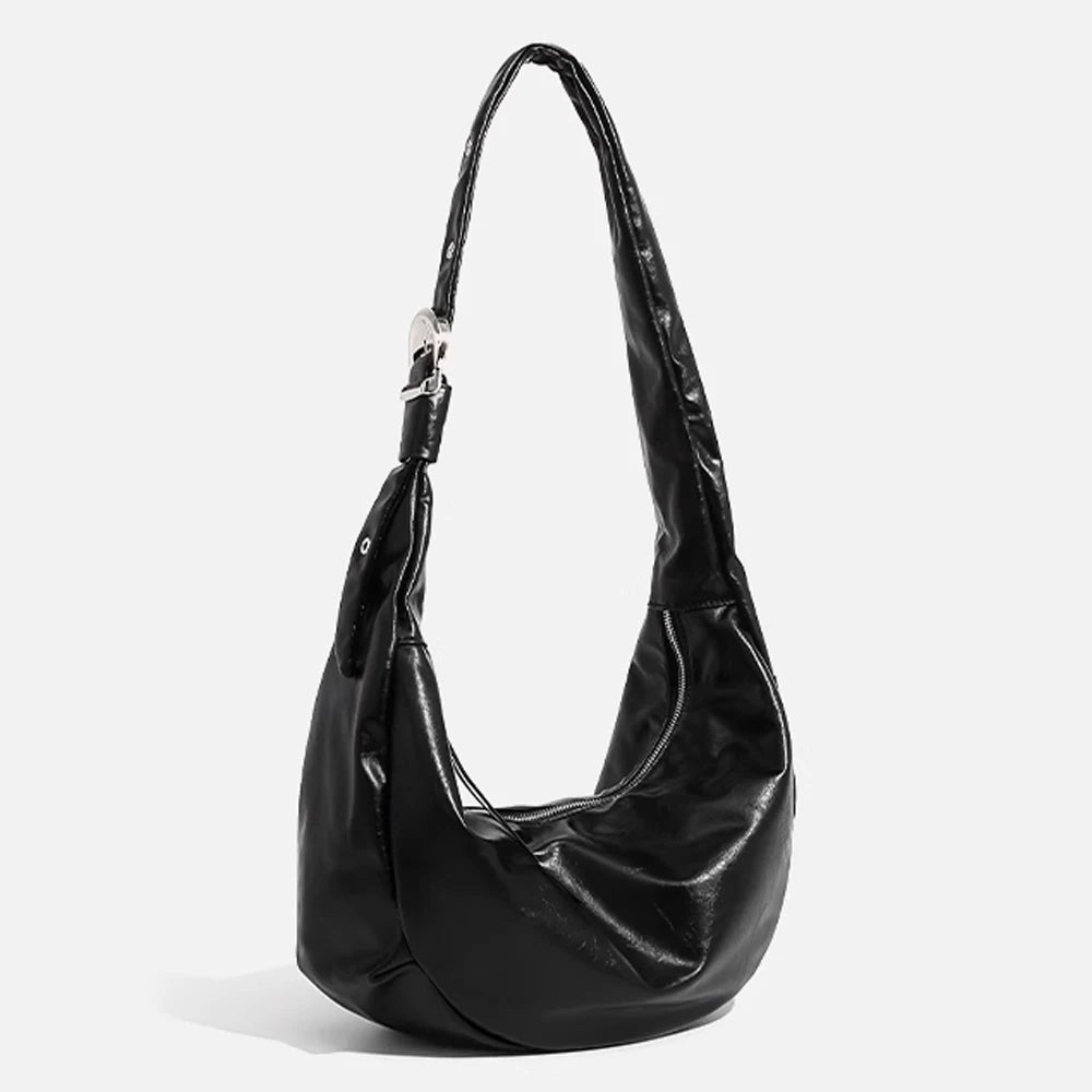 2025 New Fashion Black Retro Dumpling Bag Women's Large Capacity Crossbody Bag