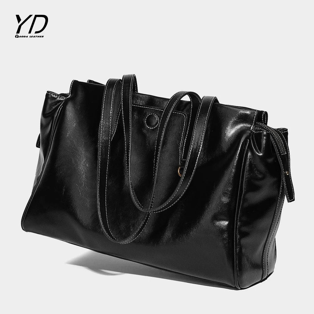2025 New Fashion Simple Casual Large Capacity PU Lady Shoulder Tote Bag Support Customized Logos