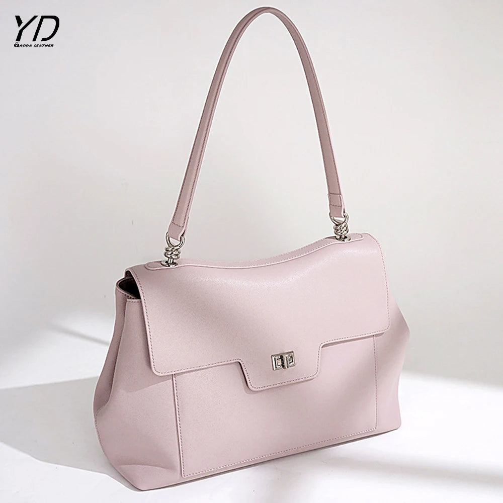 2025 New Genuine Leather Women's Shoulder Bag Underarm Bag Casual Fashion High Quality Cowhide Ladies Bag