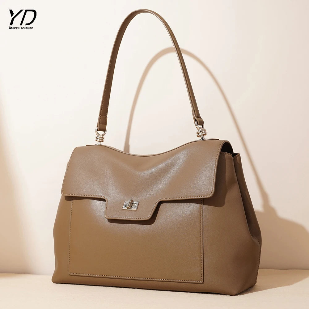 2025 New Genuine Leather Women's Shoulder Bag Underarm Bag Casual Fashion High Quality Cowhide Ladies Bag