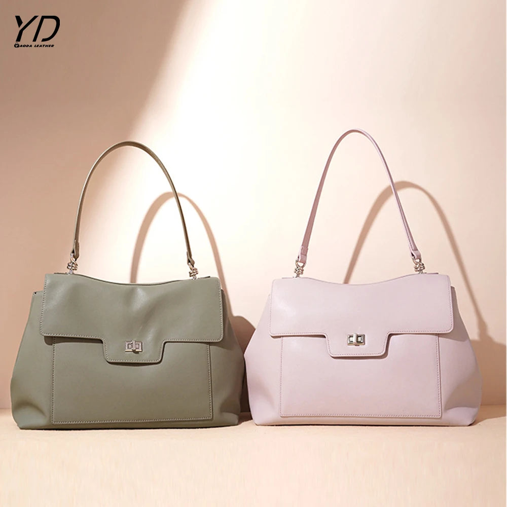 2025 New Genuine Leather Women's Shoulder Bag Underarm Bag Casual Fashion High Quality Cowhide Ladies Bag