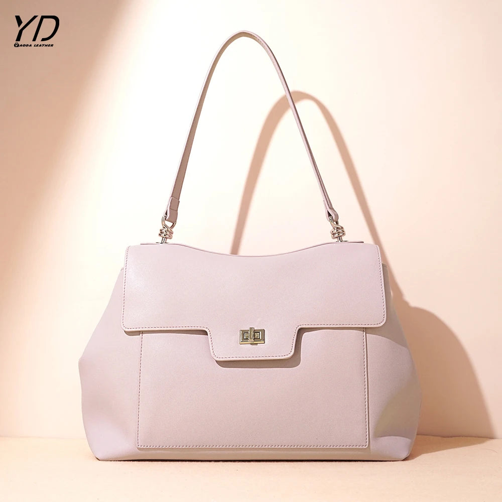 2025 New Genuine Leather Women's Shoulder Bag Underarm Bag Casual Fashion High Quality Cowhide Ladies Bag