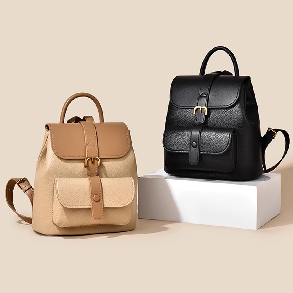 2025 New Large Capacity Travel Backpack Lightweight Leisure PU Leather Women's Bag