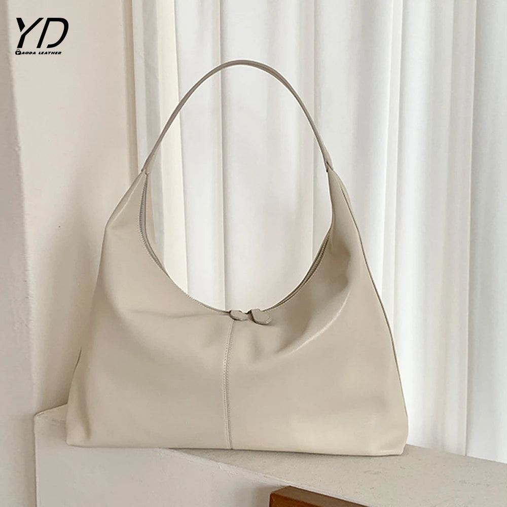 2025 New Soft Cowhide Women's Large Capacity Leather Shoulder Bag
