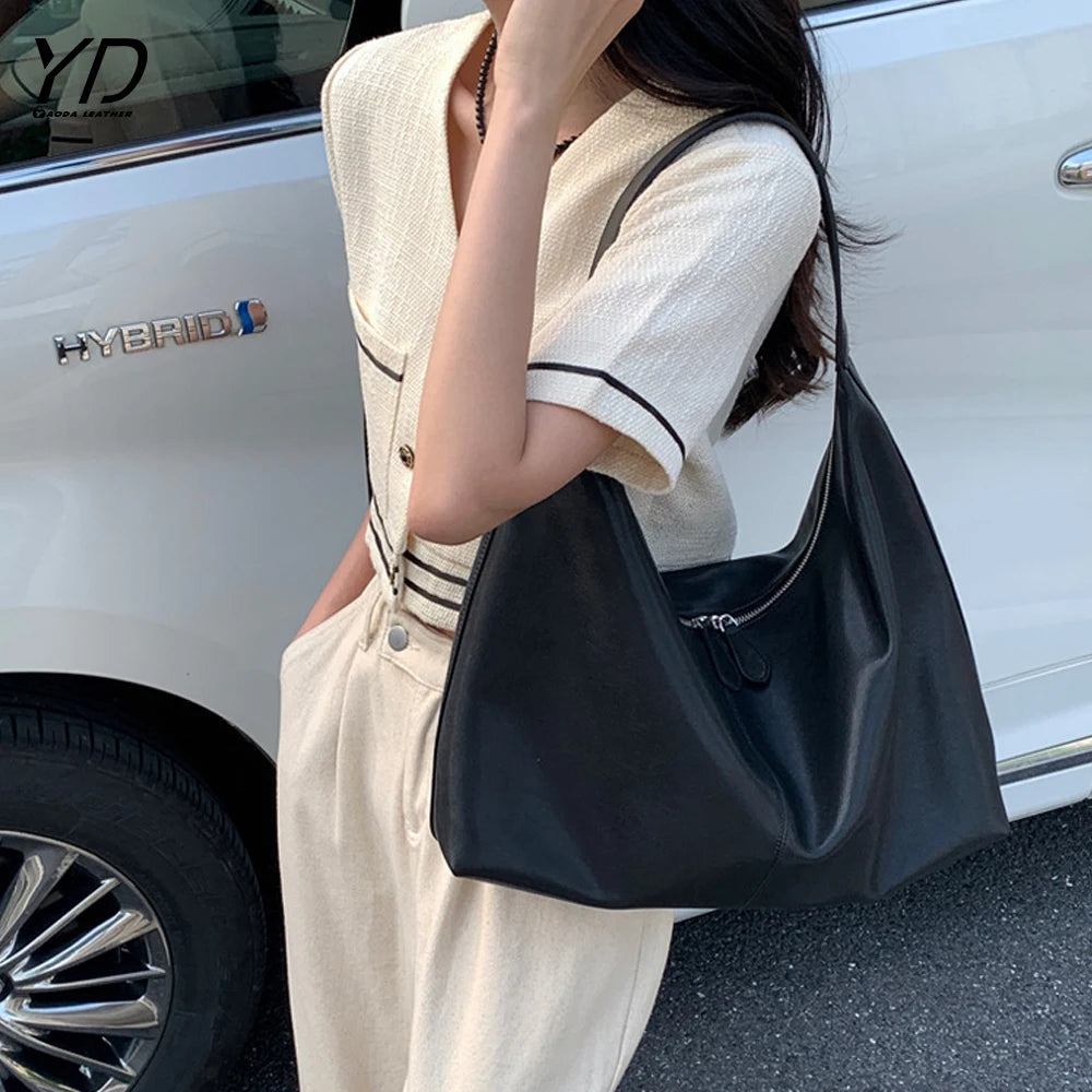 2025 New Soft Cowhide Women's Large Capacity Leather Shoulder Bag