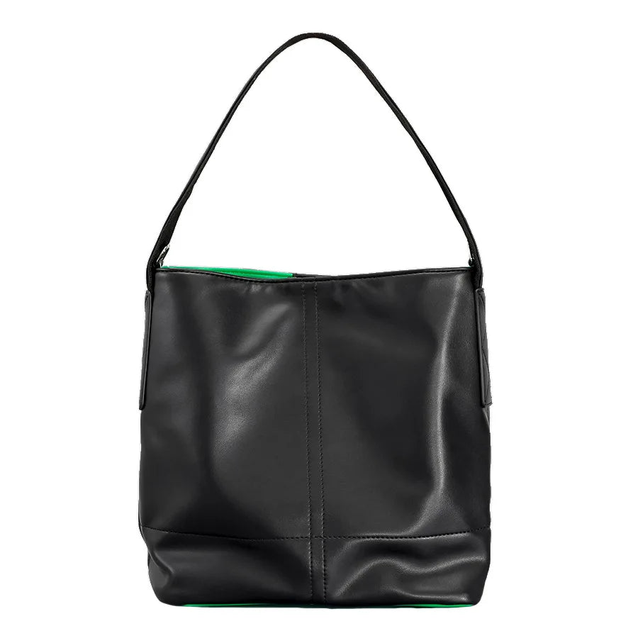 2025 Popular New Black Shoulder Bag Soft Leather Large Capacity Women's Bucket Bag