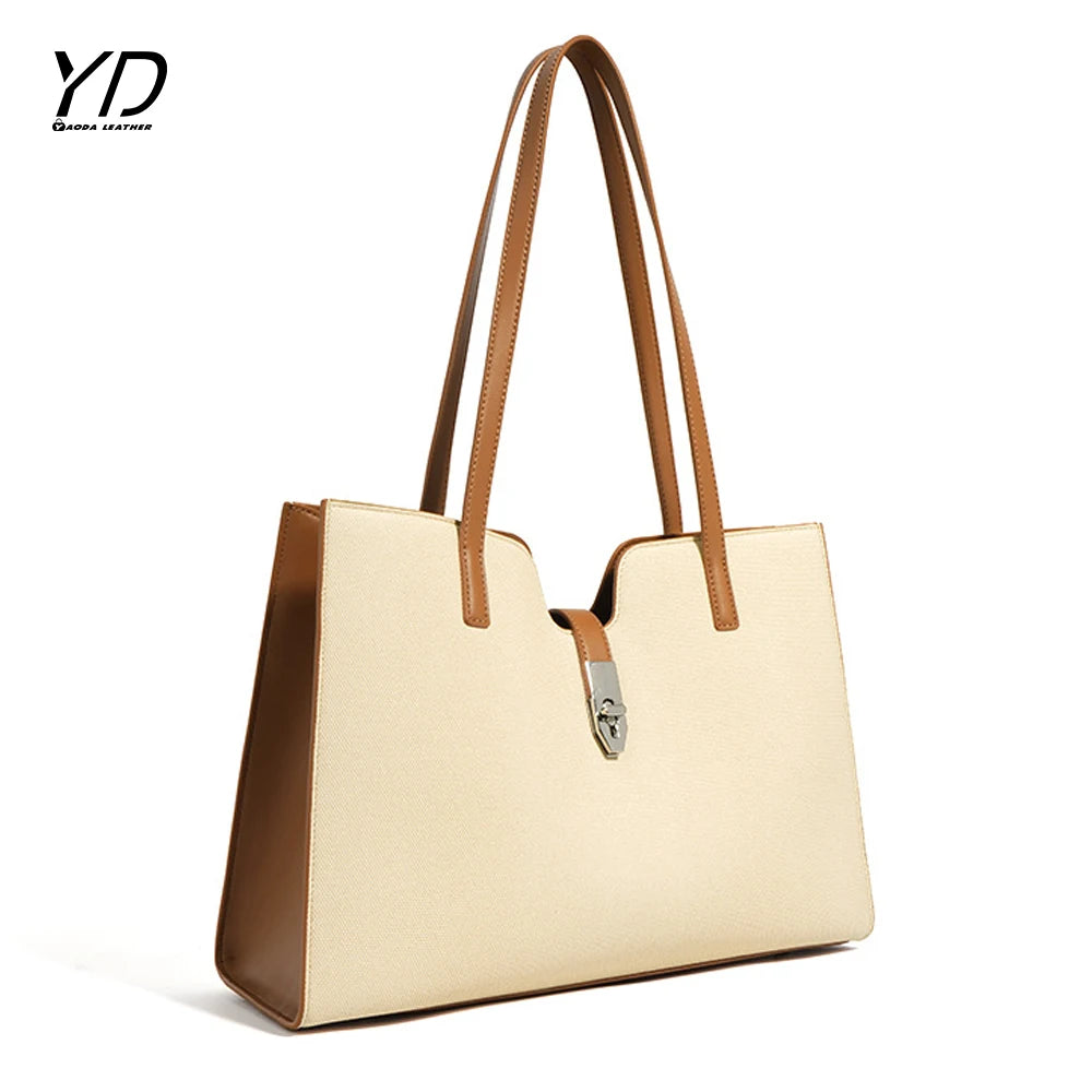 2025 Private Label Trendy Leather Ladies Tote Bags With Custom Printed Logo Large Capacity Tote Shoulder Bags