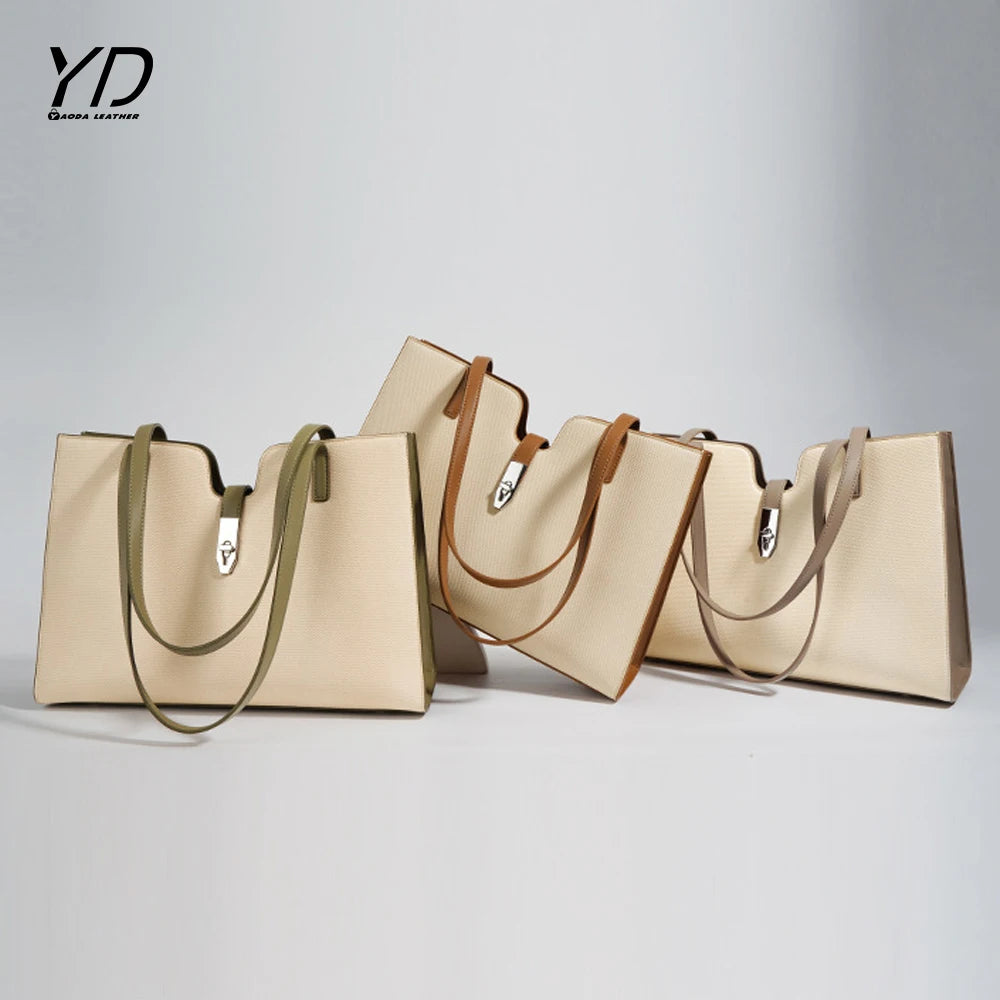 2025 Private Label Trendy Leather Ladies Tote Bags With Custom Printed Logo Large Capacity Tote Shoulder Bags
