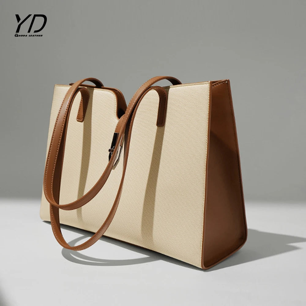 2025 Private Label Trendy Leather Ladies Tote Bags With Custom Printed Logo Large Capacity Tote Shoulder Bags