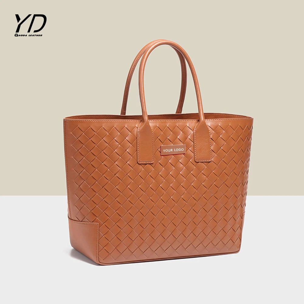 2025 Shoulder Pu Woven Bag Women's Large Capacity Bucket Tote 2 in 1 Set Mother Bag