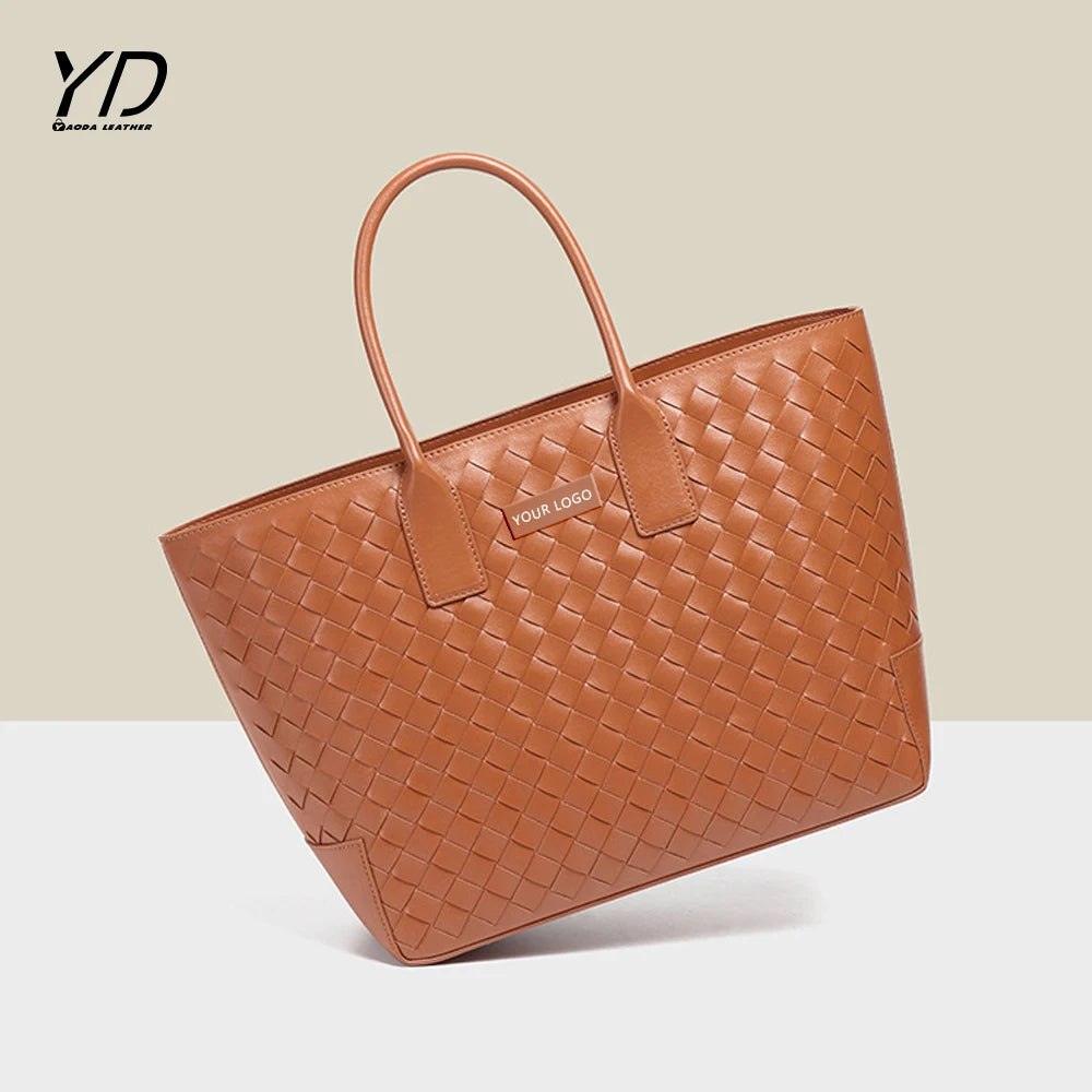 2025 Shoulder Pu Woven Bag Women's Large Capacity Bucket Tote 2 in 1 Set Mother Bag