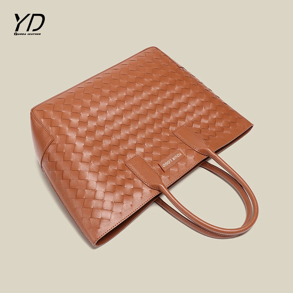 2025 Shoulder Pu Woven Bag Women's Large Capacity Bucket Tote 2 in 1 Set Mother Bag
