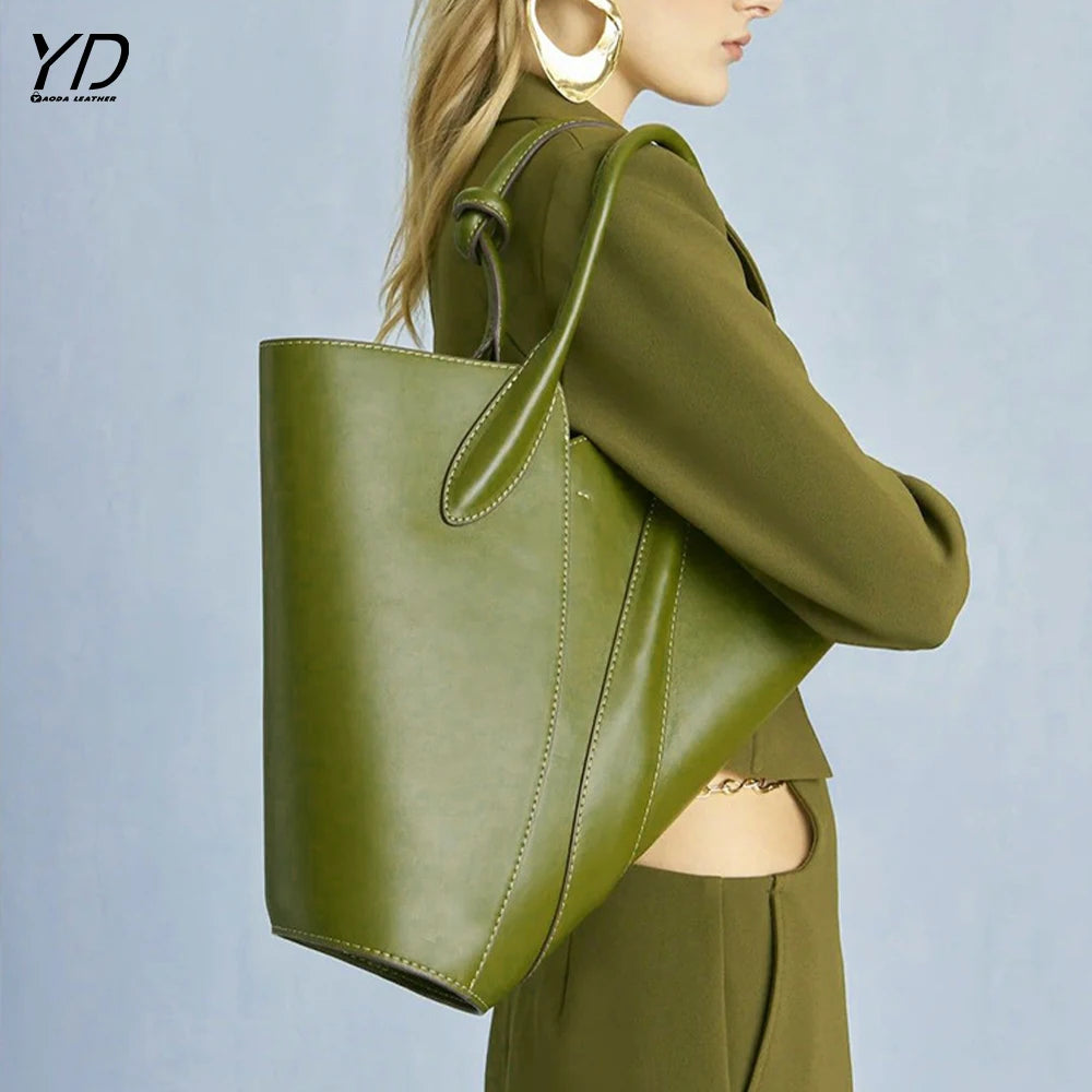 2025 Spring New Art Trend Ornament Matching Bag Cross border Simple Bucket Bag