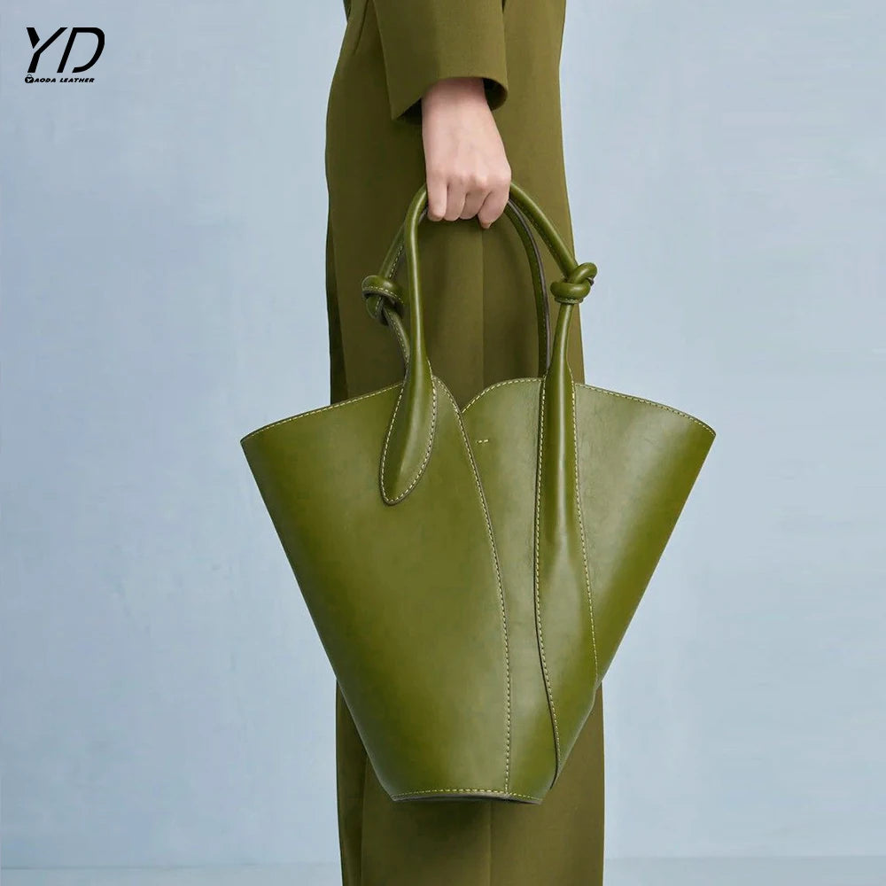 2025 Spring New Art Trend Ornament Matching Bag Cross border Simple Bucket Bag
