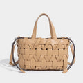 2025 Woven PU Leather Crossbody Bag for Ladies Stylish Fashion Design with Rivet Decoration and Polyester Lining