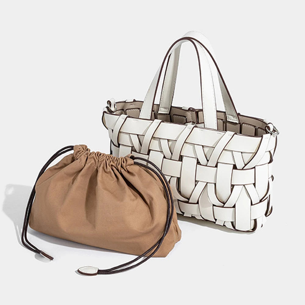 2025 Woven PU Leather Crossbody Bag for Ladies Stylish Fashion Design with Rivet Decoration and Polyester Lining