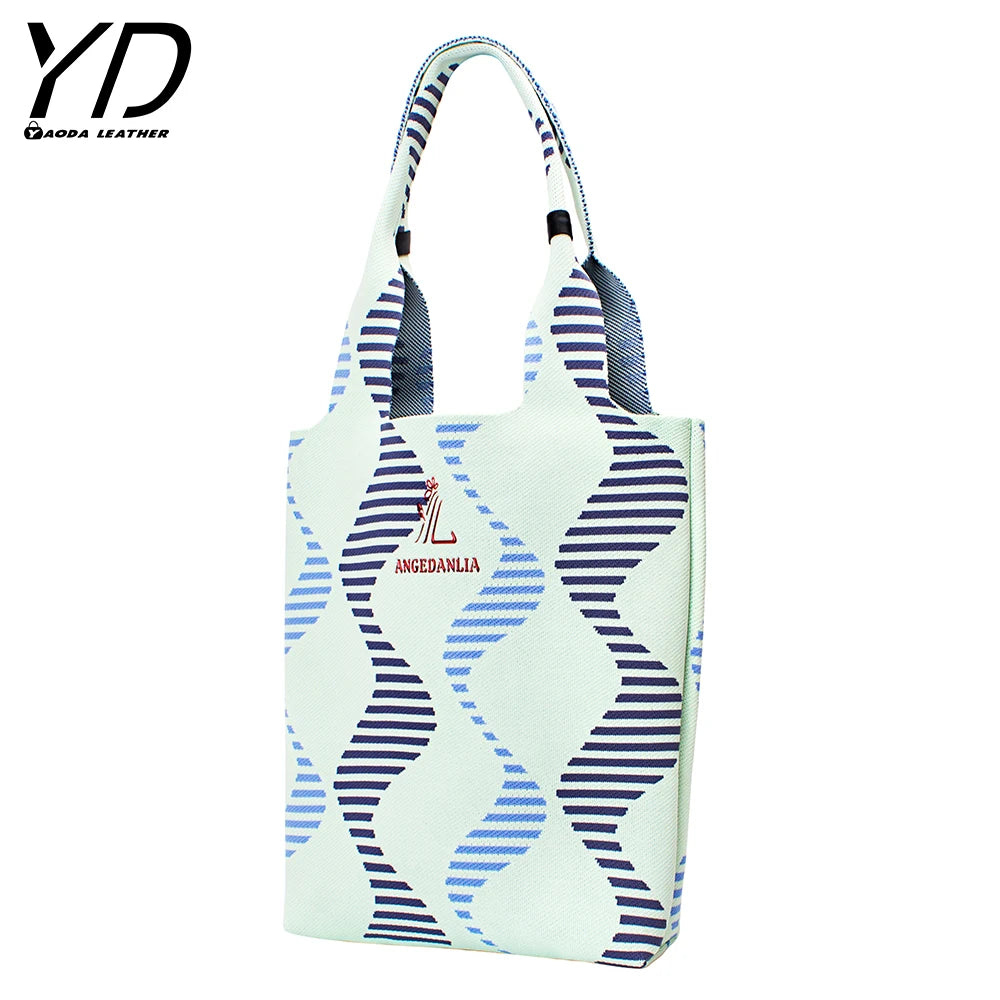 2026 Advanced Technology Holiday Shopping Handbag Custom Printed Eco Knit Tote Bag Shoulder Bag