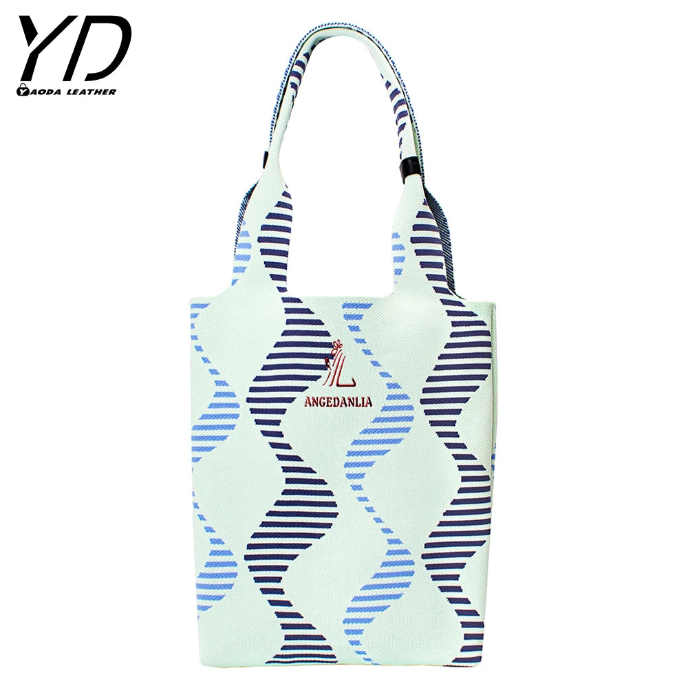 2026 Advanced Technology Holiday Shopping Handbag Custom Printed Eco Knit Tote Bag Shoulder Bag