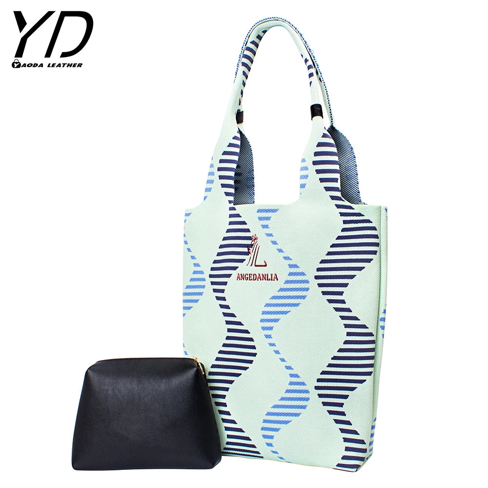2026 Advanced Technology Holiday Shopping Handbag Custom Printed Eco Knit Tote Bag Shoulder Bag