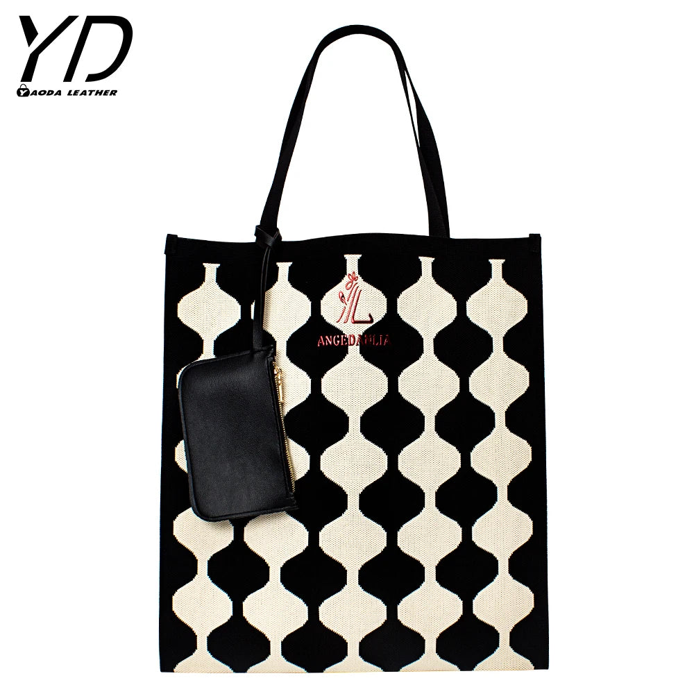 2026 Bohemian Crochet Women Shoulder Bags Granny Square Tote Bag Knitted Handbags Handmade Woven Summer Beach Bag