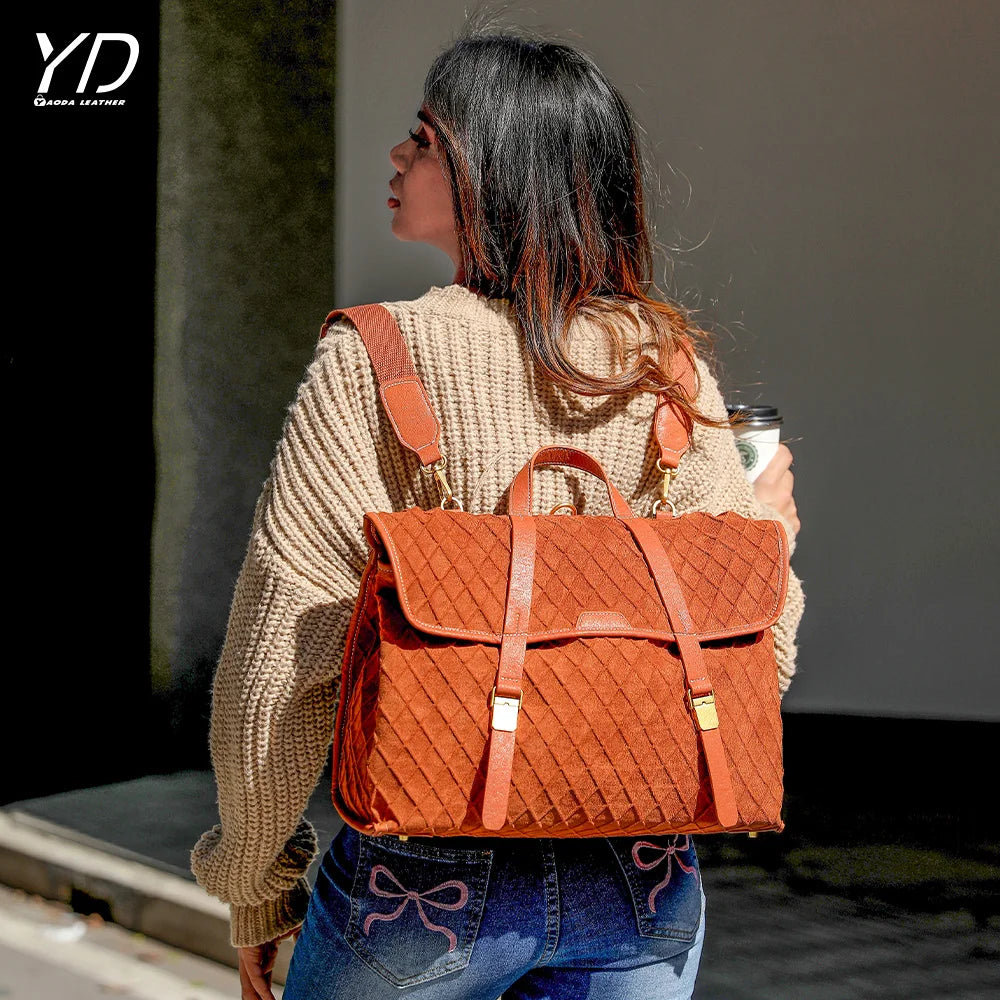2026 Factory Customize Suede Leather Handbag Custom Outdoor Large Capacity Backpack for Women