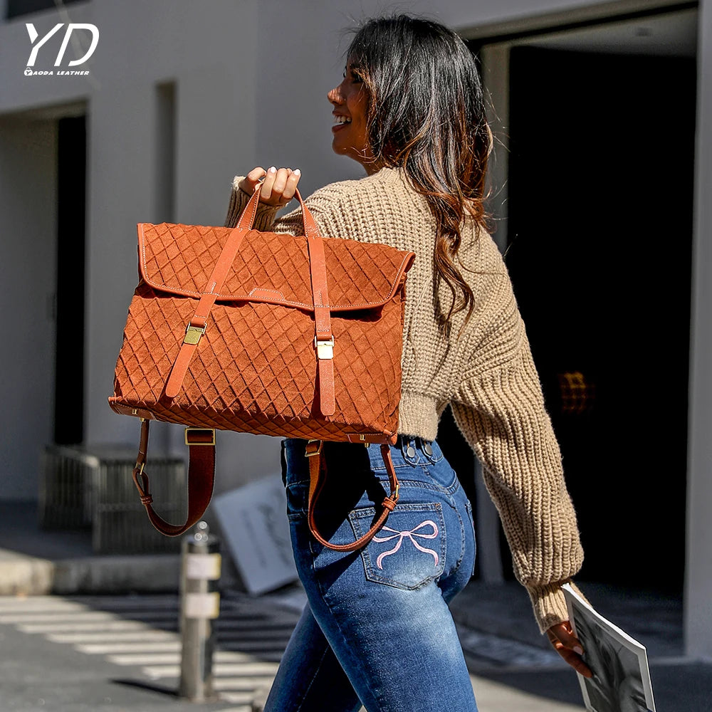 2026 Factory Customize Suede Leather Handbag Custom Outdoor Large Capacity Backpack for Women