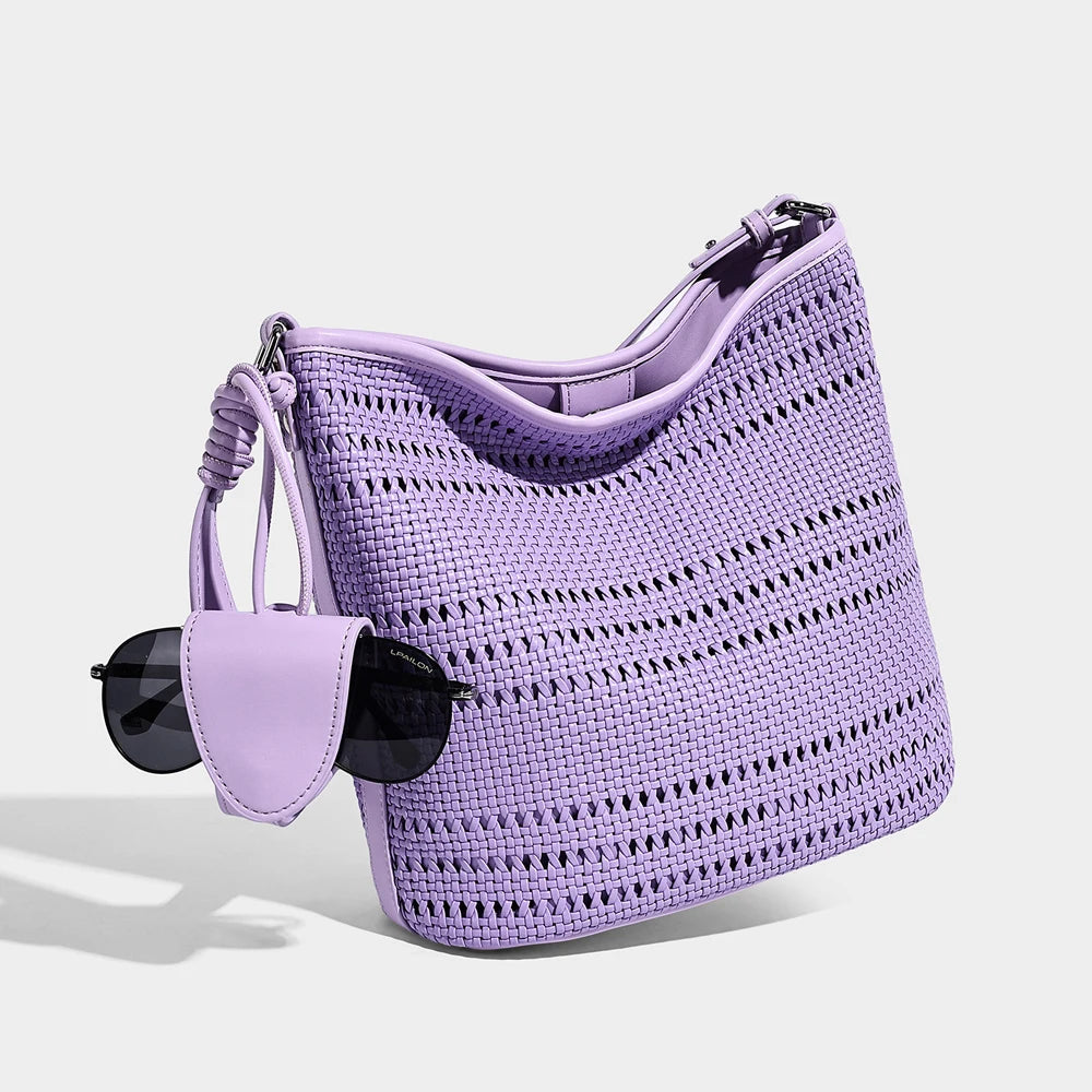 2026 High End Woven Bag Fashion Large Capacity Resort Style Shoulder Bag Vintage Versatile Handbag