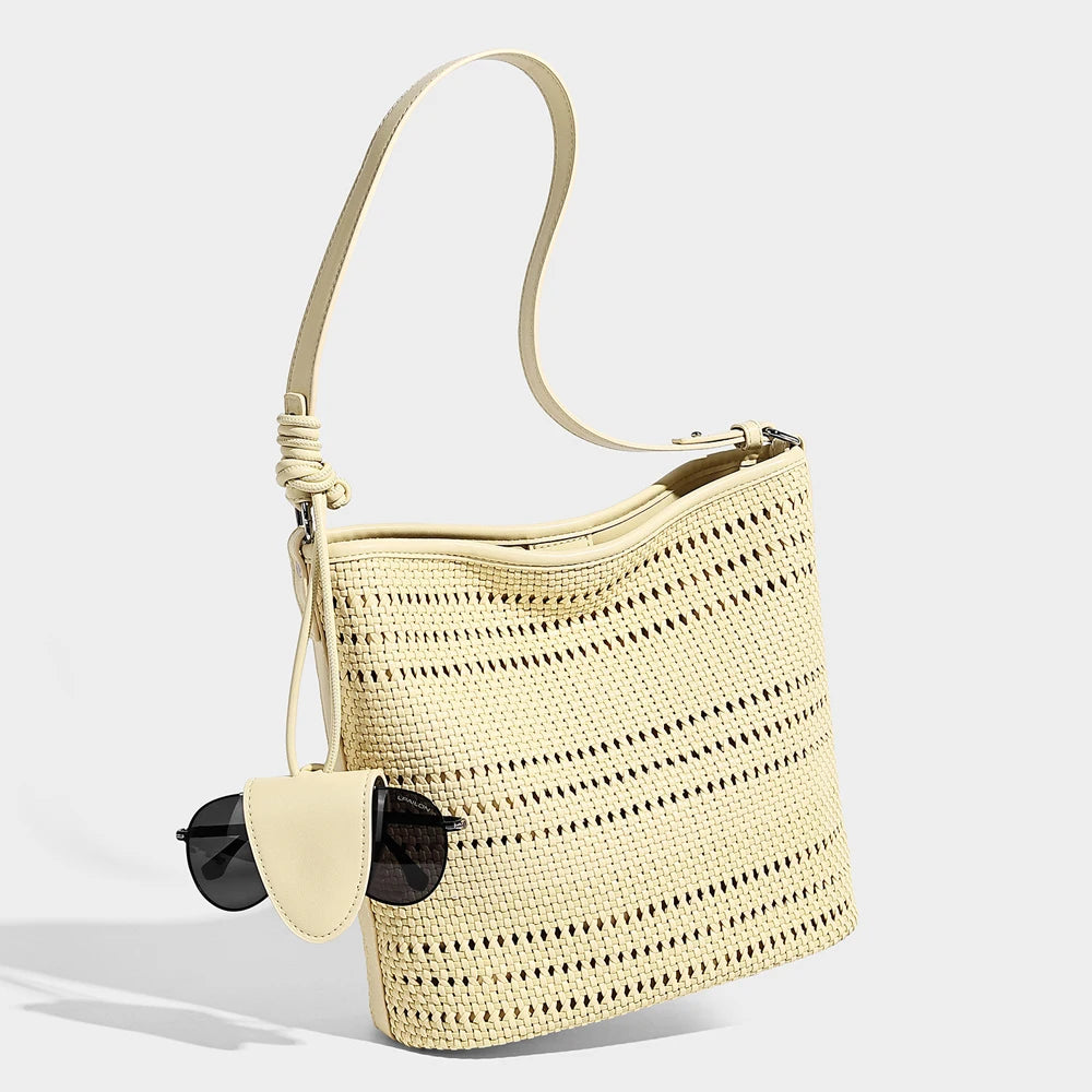2026 High End Woven Bag Fashion Large Capacity Resort Style Shoulder Bag Vintage Versatile Handbag