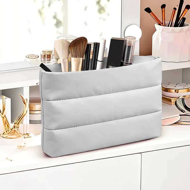 2026 Memory Foam Waterproof Makeup Organizer Bag Neoprene Puffy Bubble Pouch Beauty Skincare Storage Scuba Toilet Cosmetic Bag