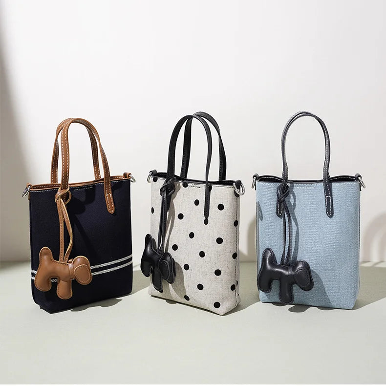 2026 New Canvas Linen Woolen with Leather Material Mini Handbags for Women OEM ODM Fashion Women's Small Bags Crossbody Bags