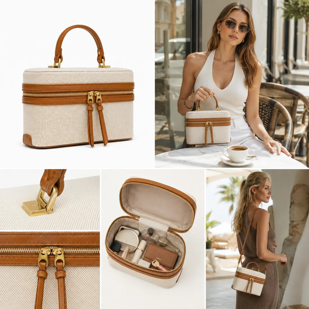 2026 New Color-Blocking Popular Spliced Large-Capacity Box-Shaped Casual Lady Tote Shoulder Strap Zipper Waterproof PU Leather