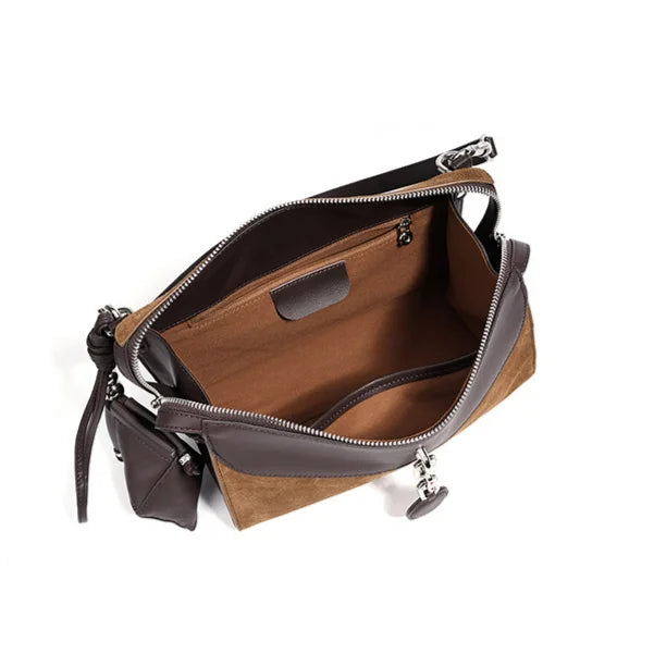 2026 New Design Suede Bags Leisure Fashion Nubuck Cowhide Women's Shoulder Bags Underarm Bags Genuine Leather Ladys Bags
