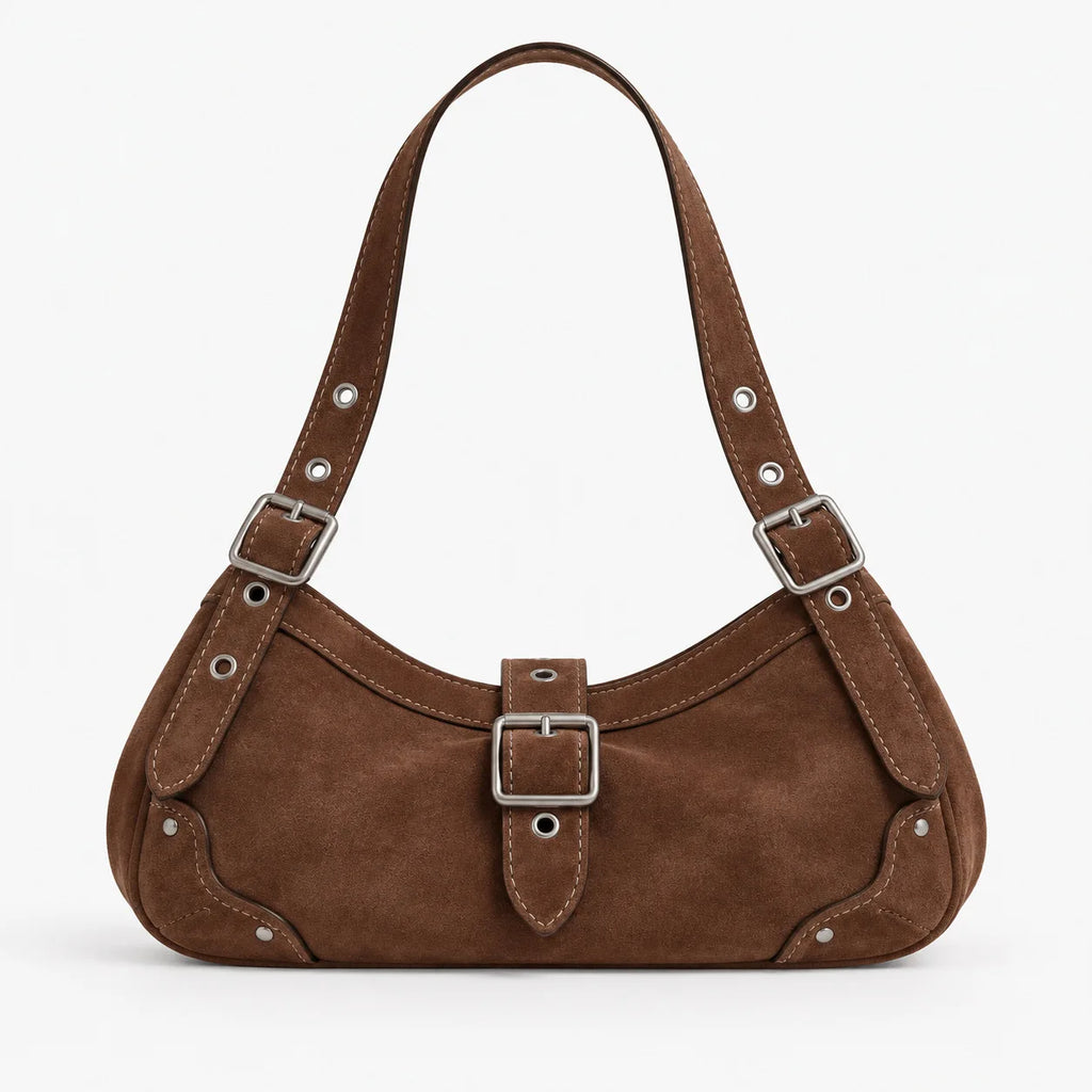 2026 New Fashion Retro Rivet Underarm Bag Suede Faux Fur Shoulder Bag