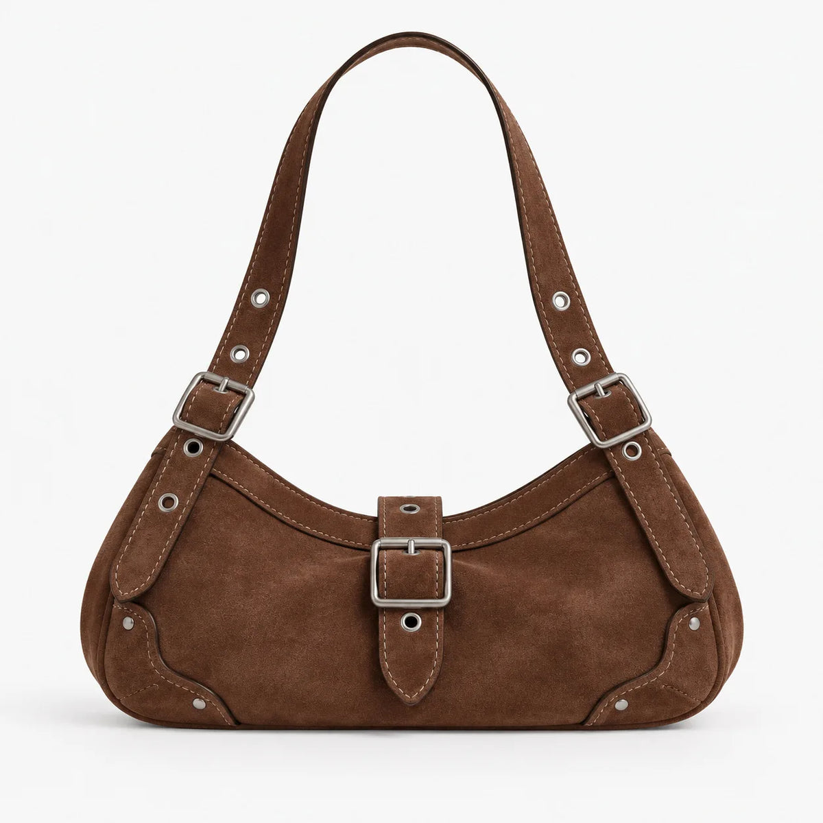 2026 New Fashion Retro Rivet Underarm Bag Suede Faux Fur Shoulder Bag