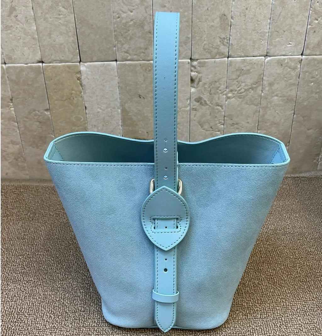 2026 New Genuine Leather Bucket Bags for Women Casual Fashion High Quality Suede Cowhide Women's Handbags Shoulder Bags