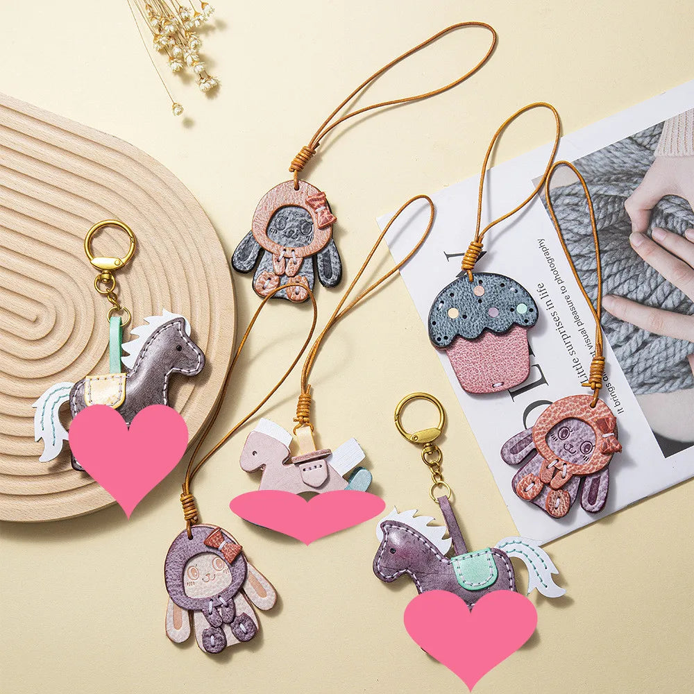 2026 New Genuine Leather Horse Pendant Waxed Cowhide Cute Decorative Item Bag Pendant Bag Accessories Bag Ornaments