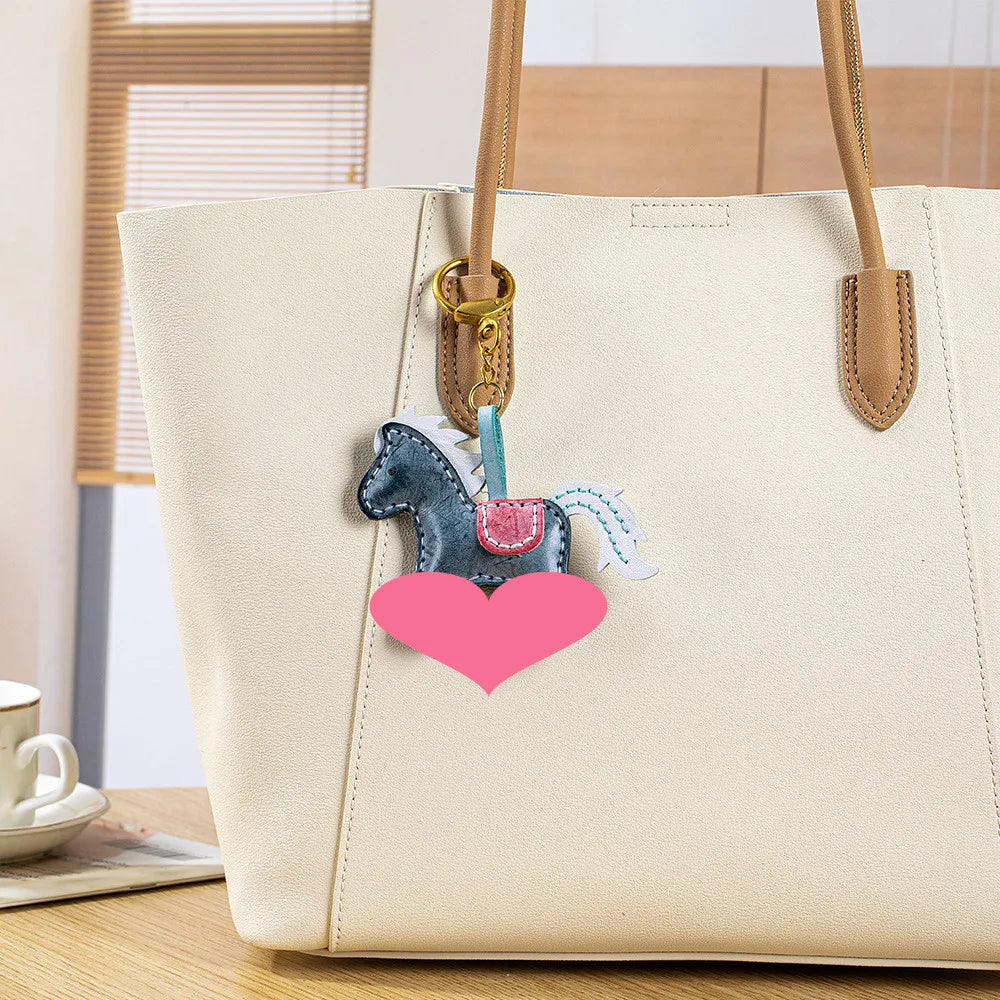 2026 New Genuine Leather Horse Pendant Waxed Cowhide Cute Decorative Item Bag Pendant Bag Accessories Bag Ornaments