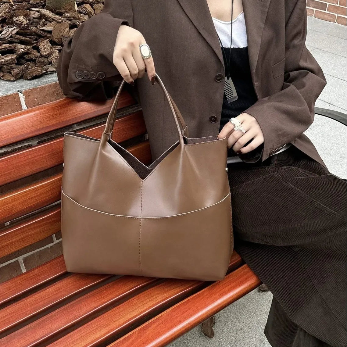 2026 New Genuine Leather Ladys handbags Shoulder Bags European Style Cowhide Tote Bags Large Women's Bags
