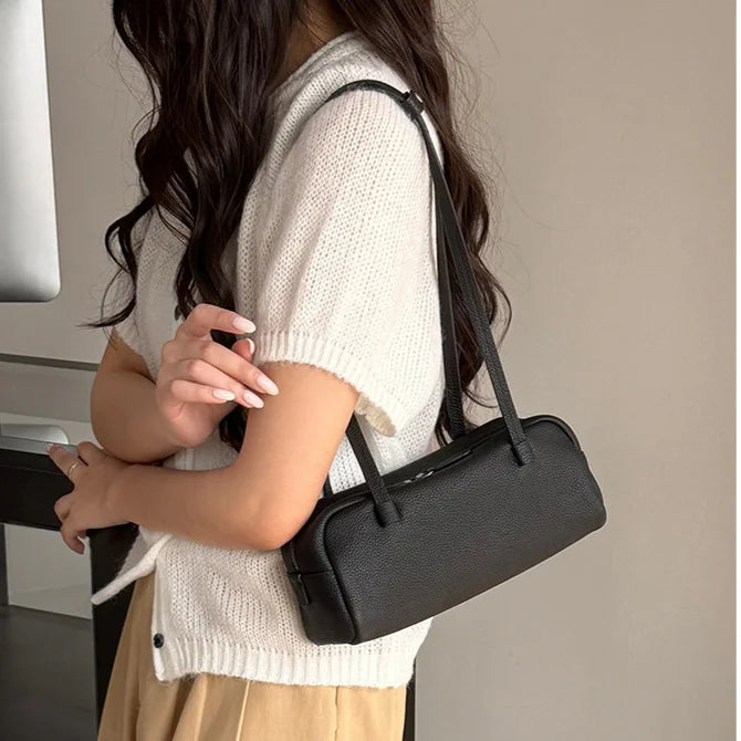 2026 New Genuine Leather Women's Bags High Quality Lychee Grain Cowhide Ladies Shoulder Bags Underarm Bags