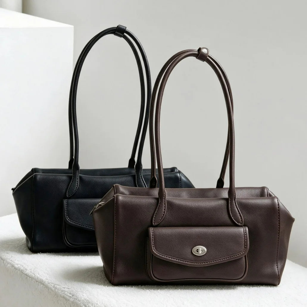 2026 New Genuine Leather Women's Bags Casual Fashion Ladys Bags High Quality Cowhide Ladies Shoulder Bags Underarm Bags