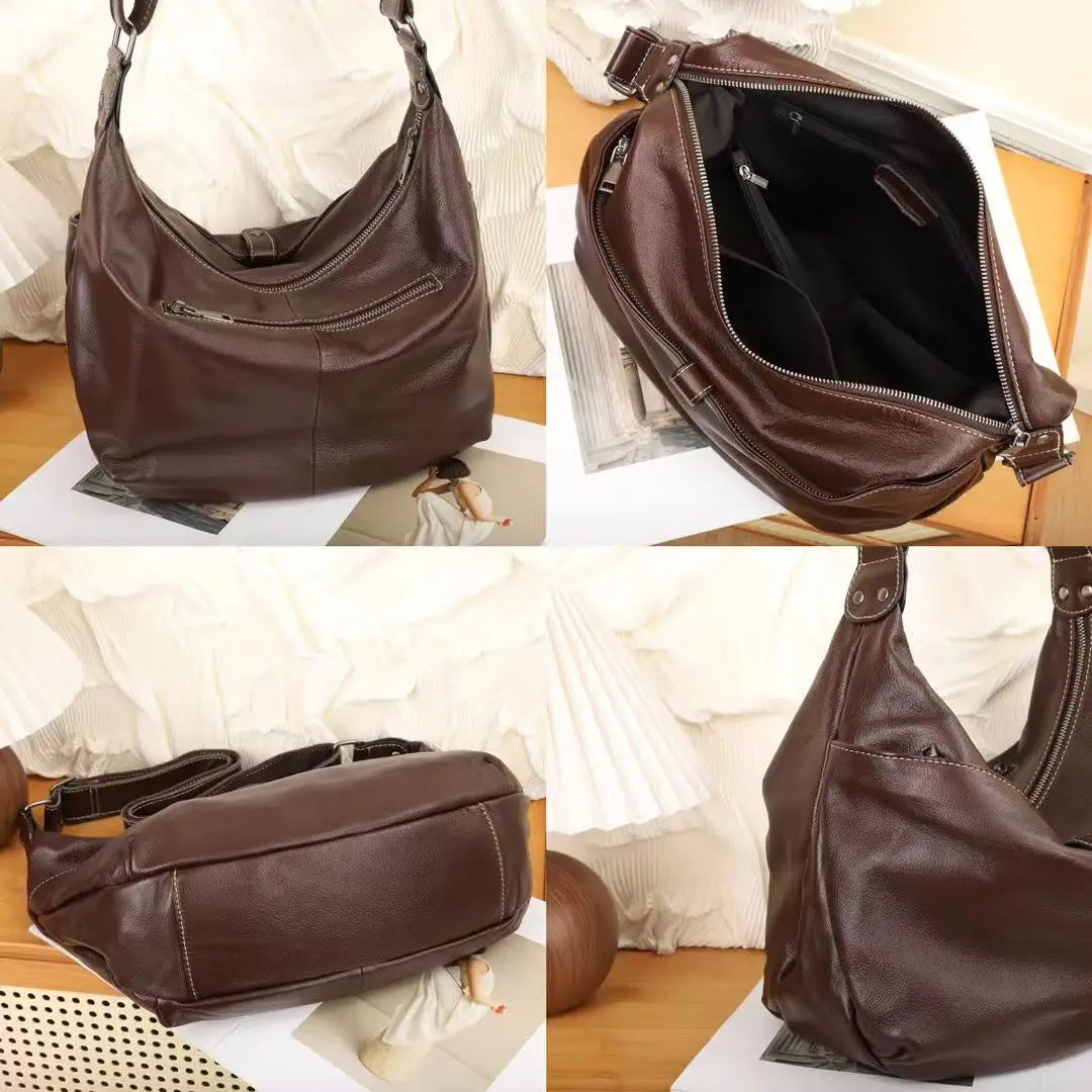 2026 New Genuine Leather Women's Crossbody Bags Casual Fashion Soft Cowhide Ladies Shoulder Bags Messenger Bags