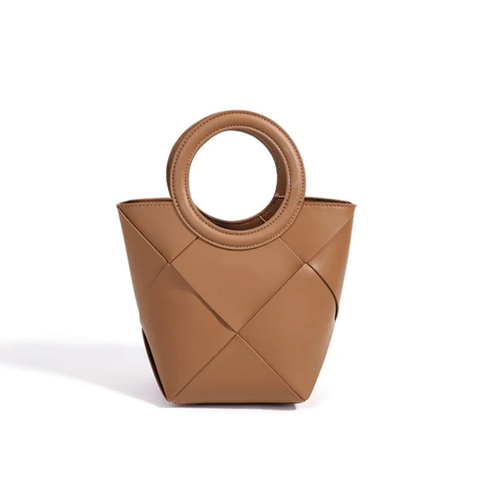 2026 New Genuine Leather Women's Handbags Crossbody Bags High Quality Cowhide Hand Woven Bags Fashion Bucket Bags for Women