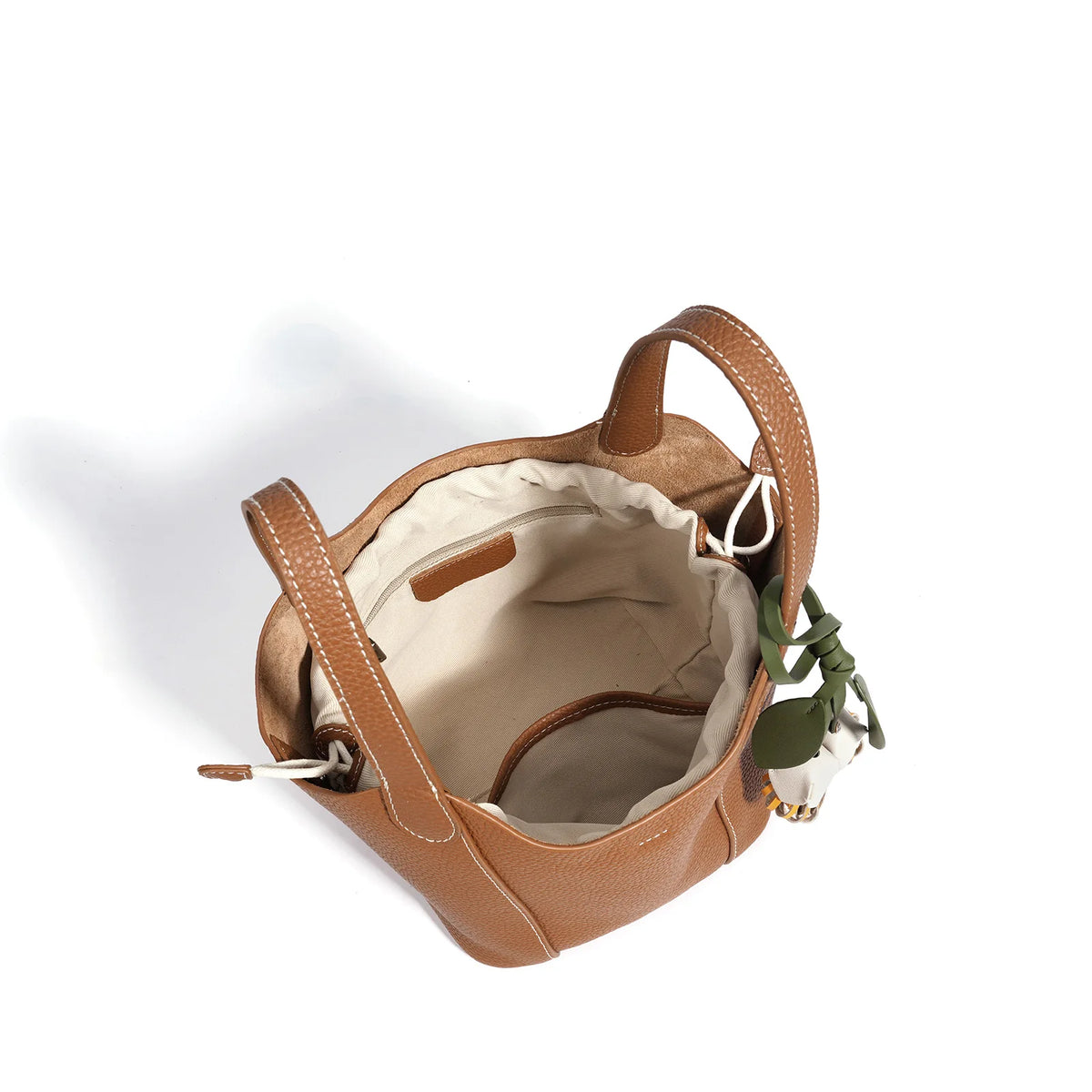 2026 New Genuine Leather Women's Handbags Casual Fashion Women's Shoulder Bags Crossbody Bags Lychee Grain Cowhide Bucket Bags