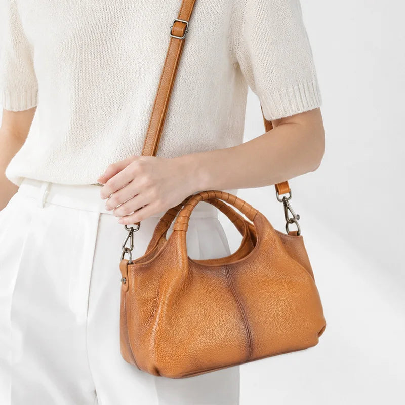 2026 New Genuine Leather Women's Handbags Crossbody Bags European Style Lychee Grain Cowhide Ladies Bags
