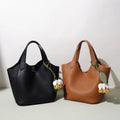 2026 New Genuine Leather Women's Handbags Casual Fashion Women's Shoulder Bags Crossbody Bags Lychee Grain Cowhide Bucket Bags